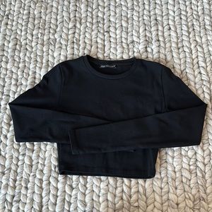 Zara black long sleeve crop top
